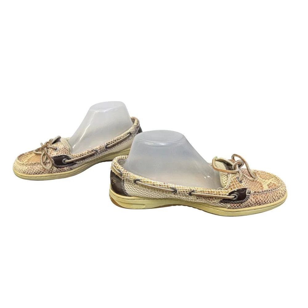 Sperry Top-Sider Angelfish Boat Shoes Womens 6 Tan‎ Snakeskin  Leather Loafers